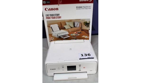 printer CANON, type Pixma TS6251, werking niet gekend, zonder kabels
